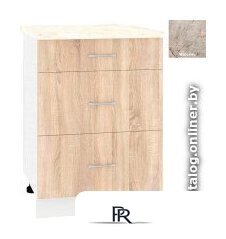 Шкаф напольный Кортекс-мебель Корнелия Лира НШ60р3ш (дуб сонома/марсель) - Изображение №1 — Интернет-магазин ПроЗаказ