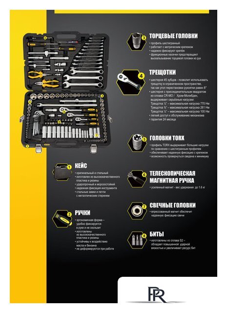 Универсальный набор инструментов Berger BG163-121438 (163 предмета) - Изображение №9 — Интернет-магазин ПроЗаказ