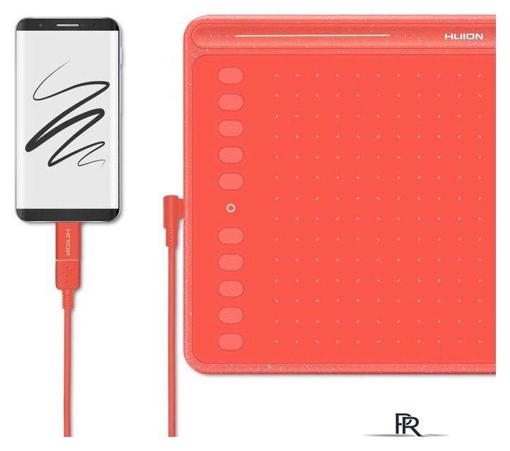 Графический планшет Huion HS611 (коралловый красный) - Изображение №8 — Интернет-магазин ПроЗаказ