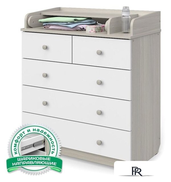 Детский комод Атон Мебель Сириус-2 805 ЛДСП (шимо светлый/белый) - Изображение №1 — Интернет-магазин ПроЗаказ