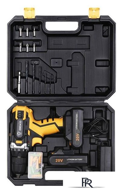 Дрель-шуруповерт Deko DKCD20FU-Li SET 63 063-4103 (с 2-мя АКБ, кейс, набор оснастки) - Изображение №1 — Интернет-магазин ПроЗаказ