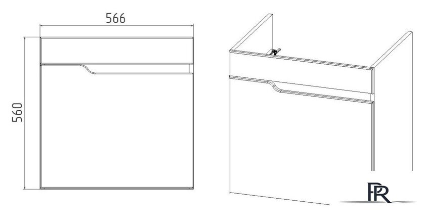  Viant Тумба под умывальник Куба Como 60 VKUB60CO-T1STP - Изображение №4 — Интернет-магазин ПроЗаказ