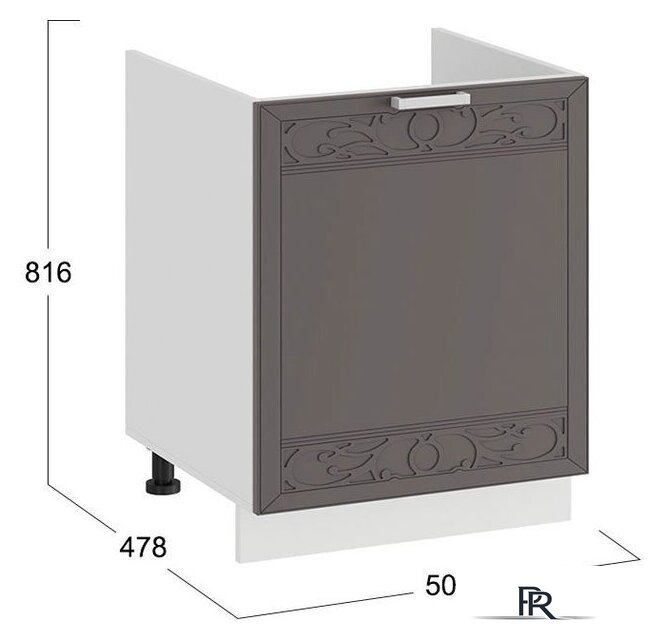 Шкаф напольный Трия Долорес 1Н5М (белый/муссон) - Изображение №3 — Интернет-магазин ПроЗаказ