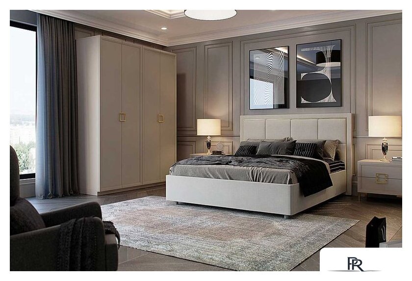 Кровать Ангстрем Дольче спальня с ПМ ДЛ-811.26 исп.30 (кашемир серый) - Изображение №5 — Интернет-магазин ПроЗаказ