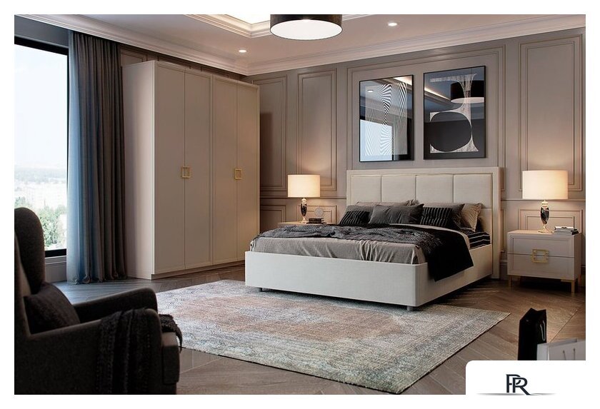 Кровать Ангстрем Дольче спальня с ПМ ДЛ-811.26 исп.30 (кашемир серый) - Изображение №6 — Интернет-магазин ПроЗаказ