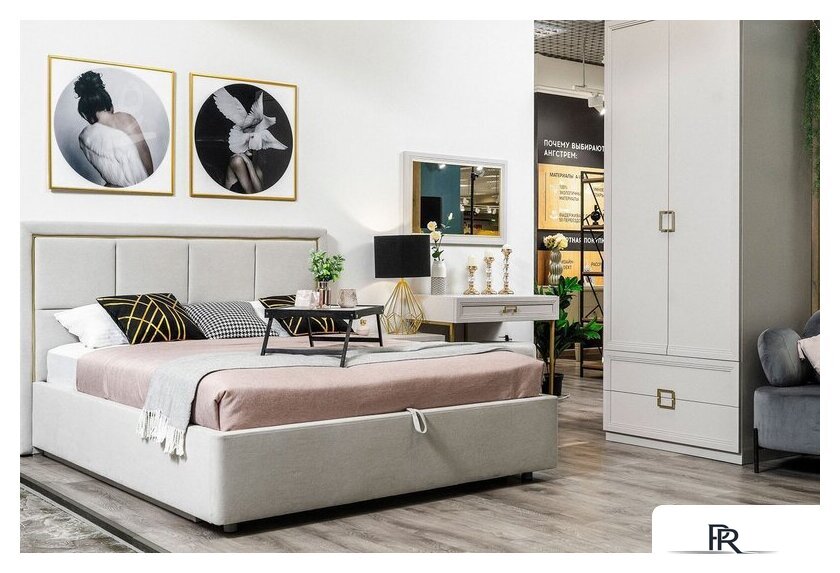 Кровать Ангстрем Дольче спальня с ПМ ДЛ-811.26 исп.30 (кашемир серый) - Изображение №10 — Интернет-магазин ПроЗаказ