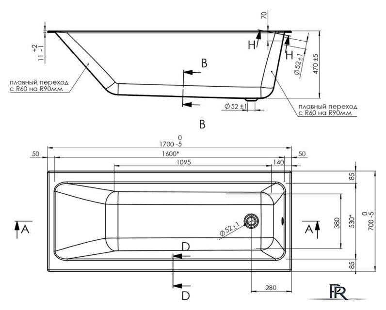 Ванна Cersanit Crea 170x70 64870 - Изображение №5 — Интернет-магазин ПроЗаказ