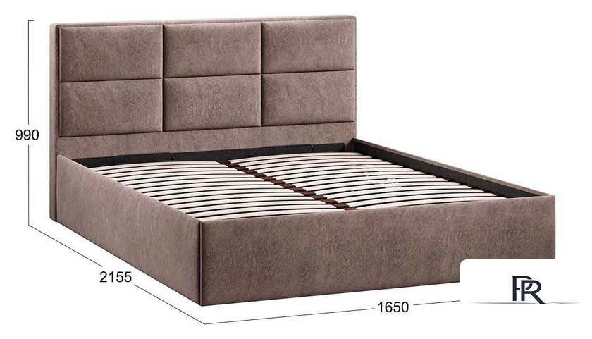 Кровать Трия Стелла Тип 1 c ПМ и заглушиной 160x200 (микровелюр Wellmart Latte) - Изображение №4 — Интернет-магазин ПроЗаказ