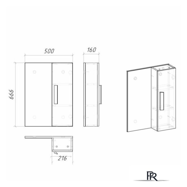  Grossman Шкаф с зеркалом Нео 50 205021 - Изображение №5 — Интернет-магазин ПроЗаказ