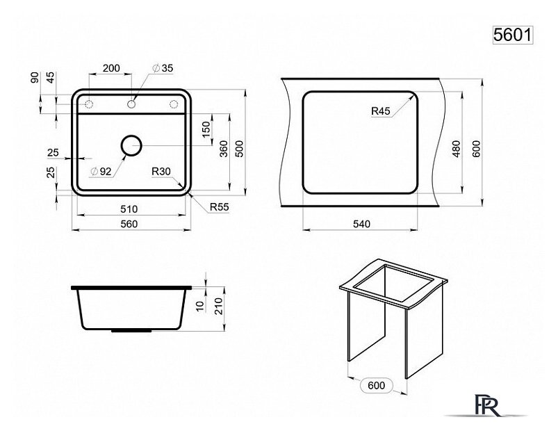 Кухонная мойка Granula ST-5601 (белый) - Изображение №3 — Интернет-магазин ПроЗаказ
