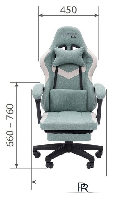 Игровое (геймерское) кресло CHAIRMAN CH26 (ткань, зеленый/бежевый) - Изображение №5 — Интернет-магазин ПроЗаказ