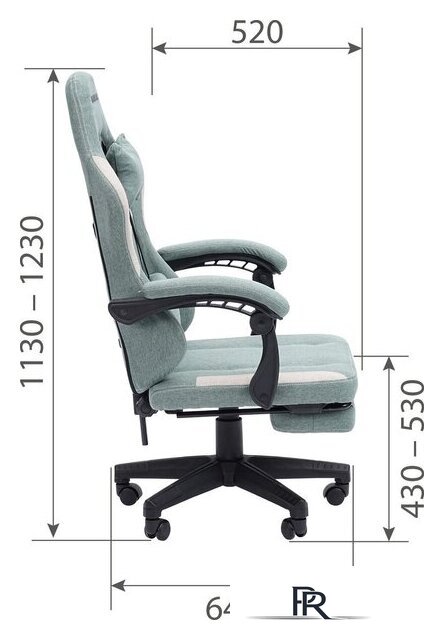 Игровое (геймерское) кресло CHAIRMAN CH26 (ткань, зеленый/бежевый) - Изображение №6 — Интернет-магазин ПроЗаказ