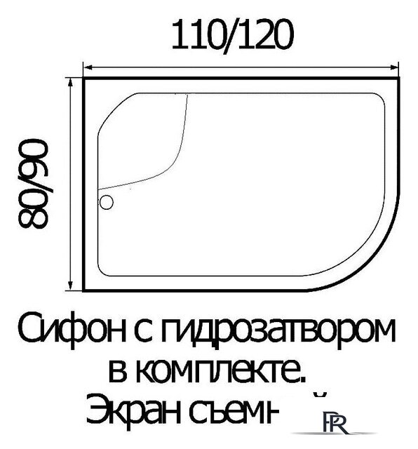 Душевой поддон Wemor 110/80/44 R (асимметричный) - Изображение №3 — Интернет-магазин ПроЗаказ