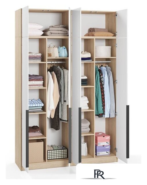 Шкаф распашной Soma Lord Black 4-х створчатый 160x240 (дуб сонома/белый) - Изображение №3 — Интернет-магазин ПроЗаказ