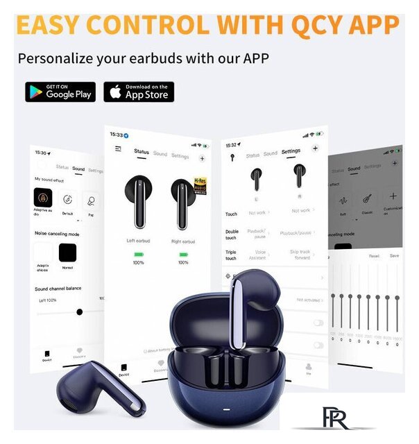 Наушники QCY AilyBuds Pro (темно-синий) - Изображение №6 — Интернет-магазин ПроЗаказ