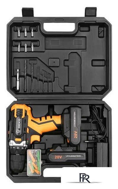 Дрель-шуруповерт Deko DKCD20FU-Li SET 63 063-4093 (с 2-мя АКБ, кейс, набор оснастки) - Изображение №2 — Интернет-магазин ПроЗаказ