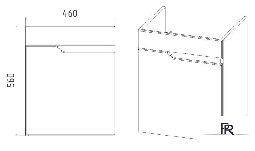  Viant Тумба под умывальник Куба Como 50 VKUB50CO-T1STP - Изображение №4 — Интернет-магазин ПроЗаказ