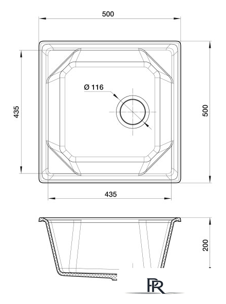 Кухонная мойка GranFest GF-U-500 (графит) - Изображение №3 — Интернет-магазин ПроЗаказ
