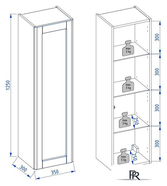  Lauter Шкаф-полупенал Estel 35 (светло-серый полуматовый) - Изображение №6 — Интернет-магазин ПроЗаказ