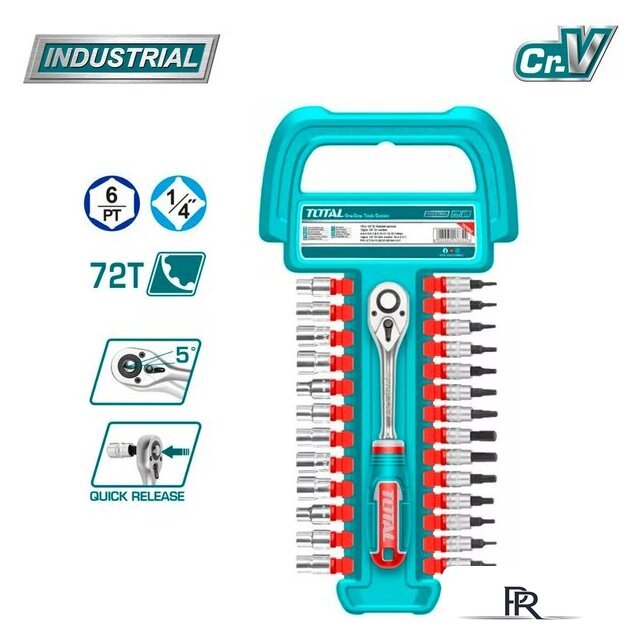Набор трещотка с головками Total THT141271 (27 предметов) - Изображение №1 — Интернет-магазин ПроЗаказ