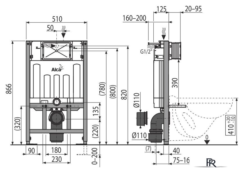 Инсталляция для унитаза Alcaplast AM101/850 - Изображение №2 — Интернет-магазин ПроЗаказ