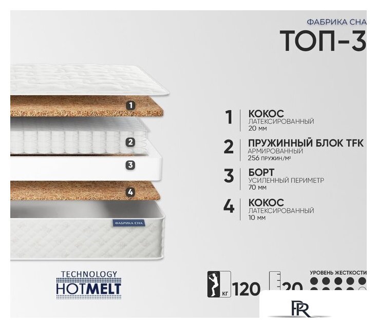 Матрас Фабрика сна Топ-3 160x190 - Изображение №2 — Интернет-магазин ПроЗаказ