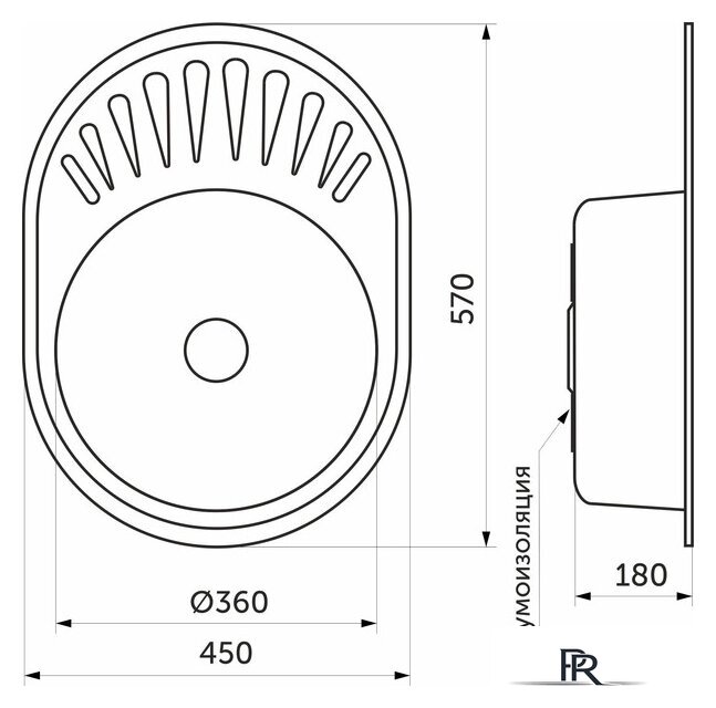 Кухонная мойка AKS Овальная 57x45 (матовый хром) - Изображение №5 — Интернет-магазин ПроЗаказ