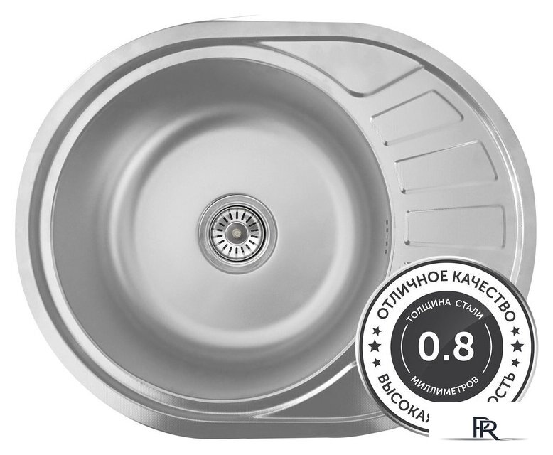 Кухонная мойка AKS Овальная 57x45 (матовый хром) - Изображение №4 — Интернет-магазин ПроЗаказ
