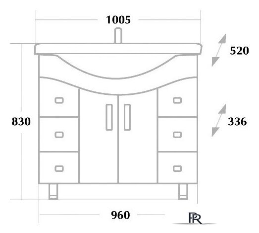  Onika Тумба под умывальник Эльбрус 100.13 (белый) [110008] - Изображение №2 — Интернет-магазин ПроЗаказ