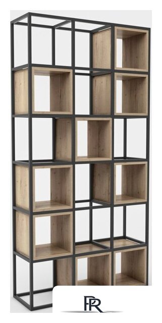 Стеллаж Hype Mebel Грос 105x210 (черный/дуб галифакс натуральный) - Изображение №1 — Интернет-магазин ПроЗаказ