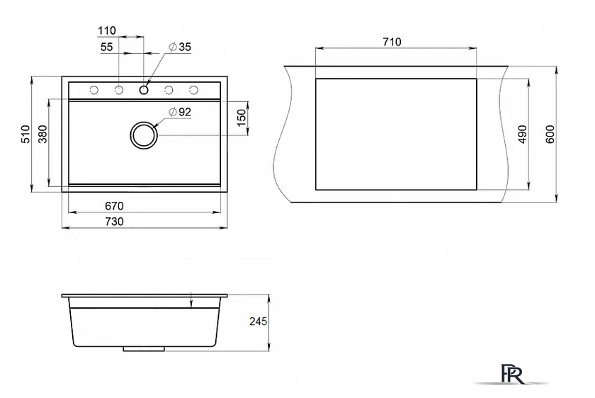 Кухонная мойка Granula KS-7301 (шварц) - Изображение №4 — Интернет-магазин ПроЗаказ