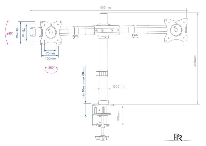 Кронштейн для монитора Arm Media LCD-T42 - Изображение №2 — Интернет-магазин ПроЗаказ