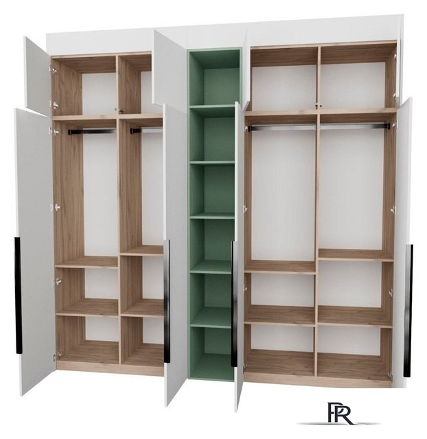 Шкаф распашной Рэйгрупп Рэй S245-В11-1-EBZ В11-1 (дуб элисон/белый премиум/зеленый самшит) - Изображение №2 — Интернет-магазин ПроЗаказ