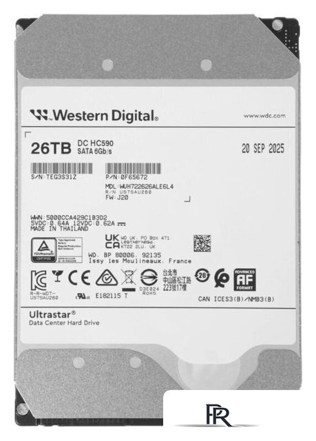 Жесткий диск WD Ultrastar DC HC590 26TB WUH722626ALE6L4 - Изображение №1 — Интернет-магазин ПроЗаказ