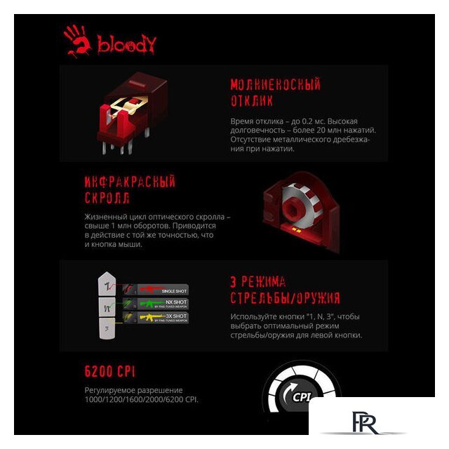 Игровая мышь A4Tech Bloody A70 - Изображение №4 — Интернет-магазин ПроЗаказ