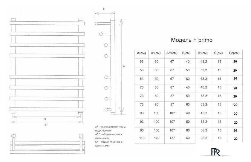 Полотенцесушитель Двин F primo 80x40 - Изображение №3 — Интернет-магазин ПроЗаказ