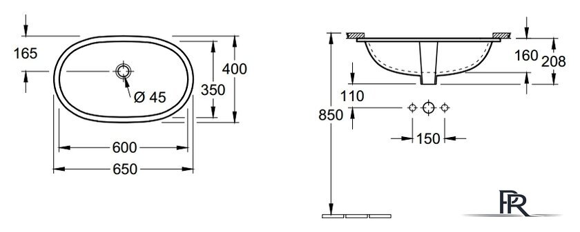Умывальник Villeroy & Boch O.Novo 41626001 - Изображение №4 — Интернет-магазин ПроЗаказ