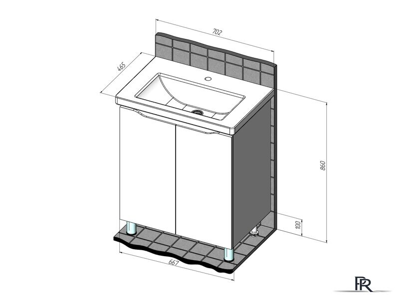  Briz Тумба напольная Мальта 70 с умывальником Фостер - Изображение №6 — Интернет-магазин ПроЗаказ