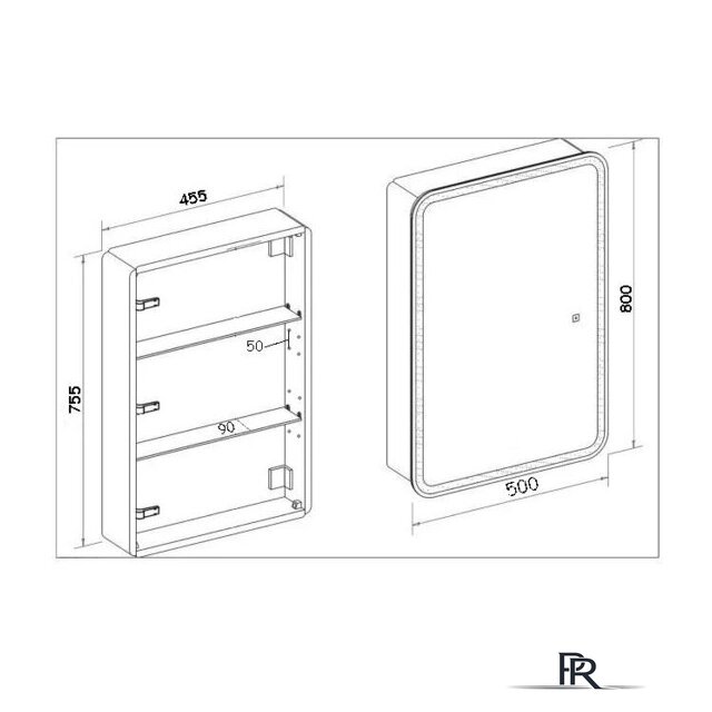  Пекам Шкаф с зеркалом LED Marta 50x80 (с сенсором на прикосновение) - Изображение №7 — Интернет-магазин ПроЗаказ