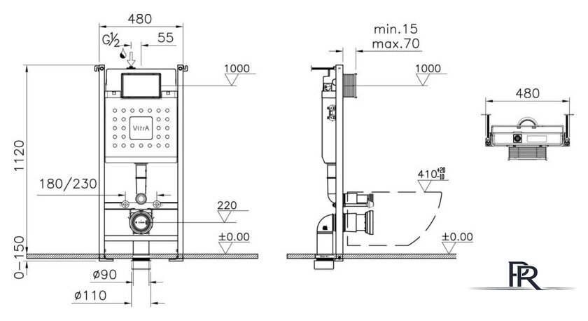 Инсталляция для унитаза Vitra V-Fix Core 800-1873 - Изображение №3 — Интернет-магазин ПроЗаказ