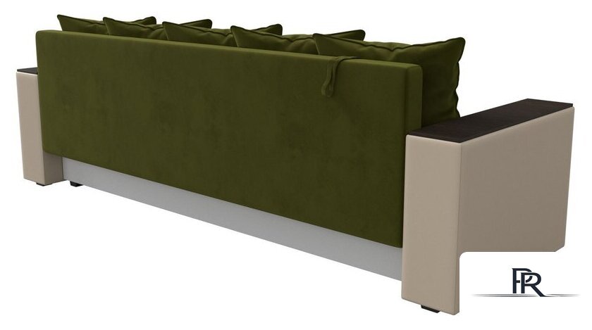 Диван Лига диванов Дубай Лайт полки справа 114327 (микровельвет зеленый/экокожа бежевый) - Изображение №8 — Интернет-магазин ПроЗаказ