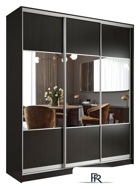 Шкаф-купе Евва 233 VS.01 АЭП ШК.3 01 (венге/хром) - Изображение №1 — Интернет-магазин ПроЗаказ