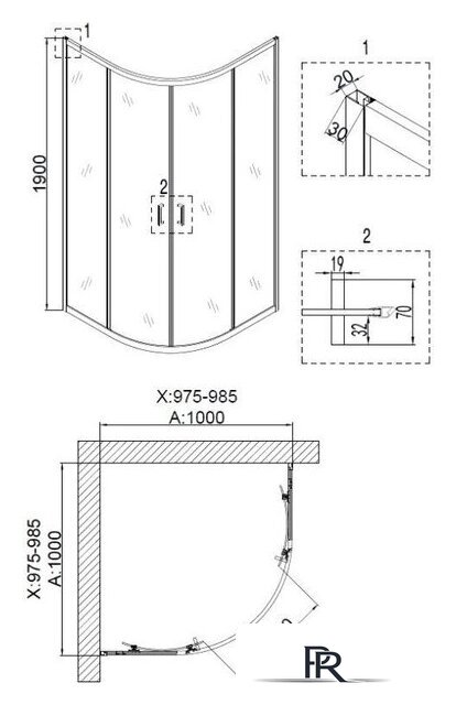 Душевой уголок Niagara NG-6807-08 100x100x190 - Изображение №3 — Интернет-магазин ПроЗаказ