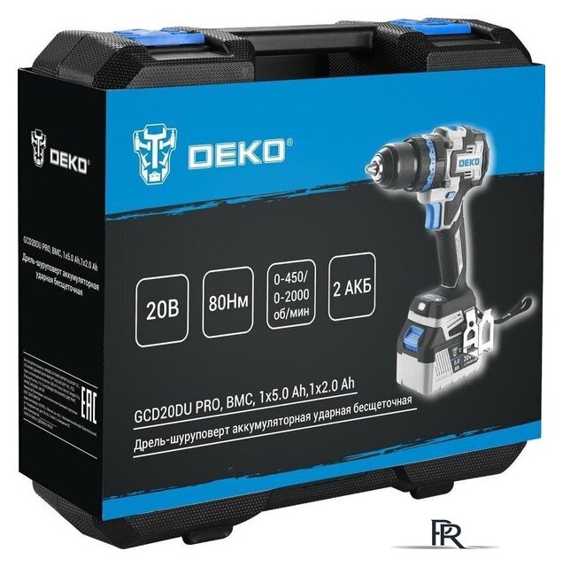 Ударная дрель-шуруповерт Deko GCD20DU PRO 083-1107 (с 2-мя АКБ, кейс) - Изображение №6 — Интернет-магазин ПроЗаказ