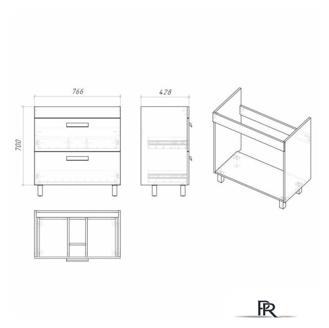  Grossman Тумба под умывальник Нео 80 108019 - Изображение №6 — Интернет-магазин ПроЗаказ