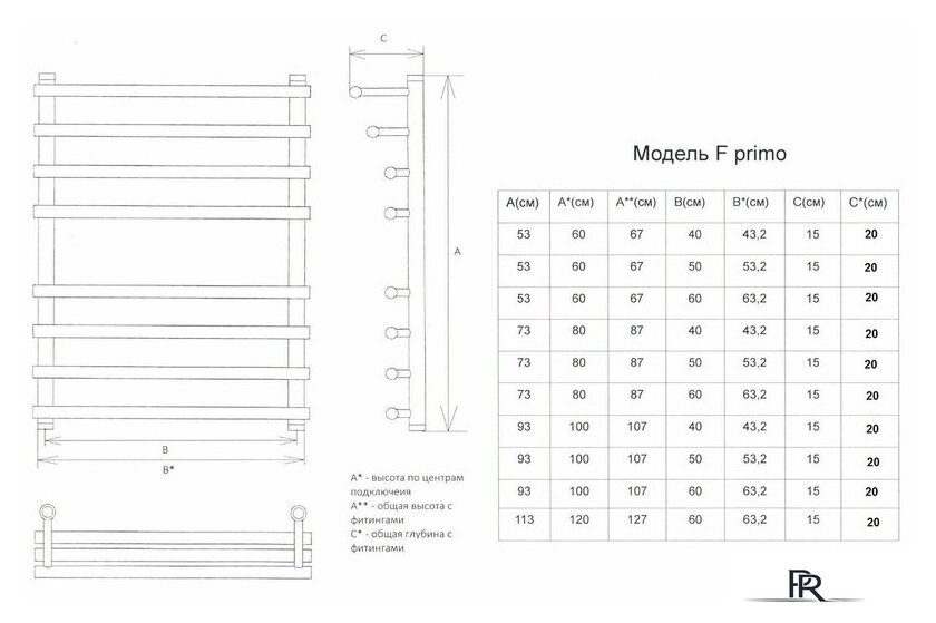 Полотенцесушитель Двин F primo 80x50 - Изображение №3 — Интернет-магазин ПроЗаказ