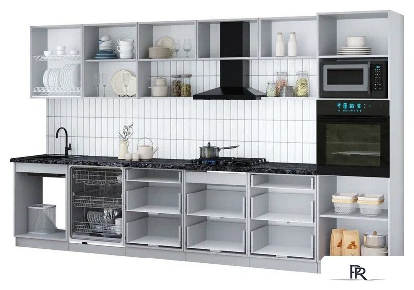 Готовая кухня Интерлиния Мила Gloss 3.6-ПМ1-2 (белый глянец/белый глянец/кастилло темный) - Изображение №4 — Интернет-магазин ПроЗаказ