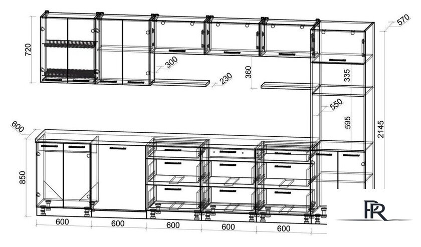 Готовая кухня Интерлиния Мила Gloss 3.6-ПМ1-2 (белый глянец/белый глянец/кастилло темный) - Изображение №6 — Интернет-магазин ПроЗаказ