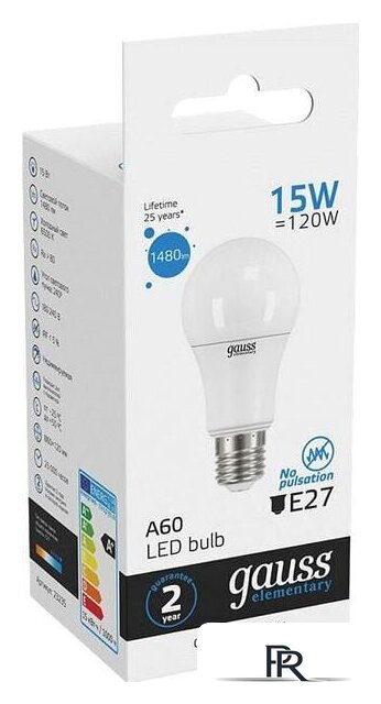 Светодиодная лампочка Gauss LED Elementary A60 15W E27 6500K 23235 - Изображение №4 — Интернет-магазин ПроЗаказ