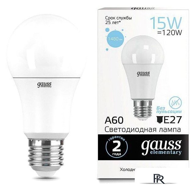 Светодиодная лампочка Gauss LED Elementary A60 15W E27 6500K 23235 - Изображение №2 — Интернет-магазин ПроЗаказ